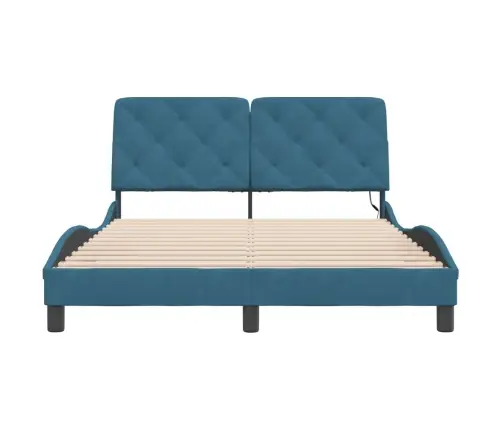 Gultas Rāmis Ar Led, Zils Samts, 120X200 Cm Vidaxl