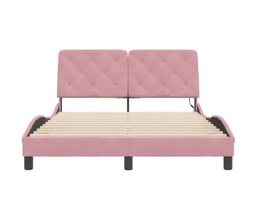 Gultas Rāmis Ar Led, Rozā Samts, 120X200 Cm Vidaxl