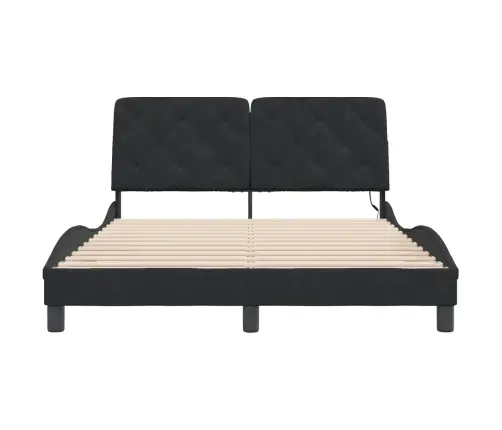 Gultas Rāmis Ar Led, Melns, 140X190 Cm, Samts Vidaxl