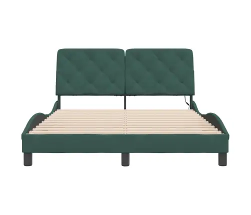 Gultas Rāmis Ar Led, Tumši Zaļš Samts, 140X190 Cm Vidaxl