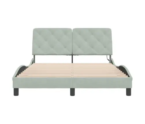 Gultas Rāmis Ar Led, Gaiši Pelēks Samts, 140X200 Cm Vidaxl