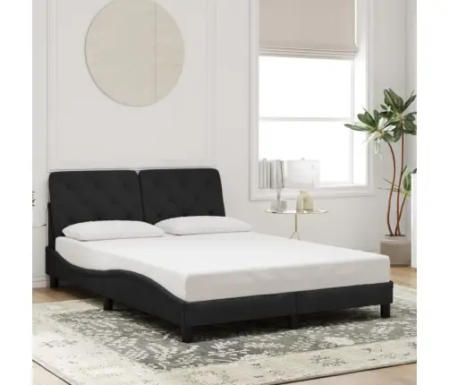 Gultas Rāmis Ar Led, Melns, 140X200 Cm, Samts Vidaxl