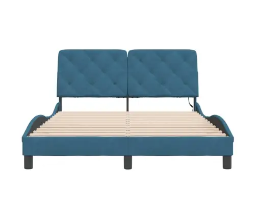 Gultas Rāmis Ar Led, Zils Samts, 140X200 Cm Vidaxl