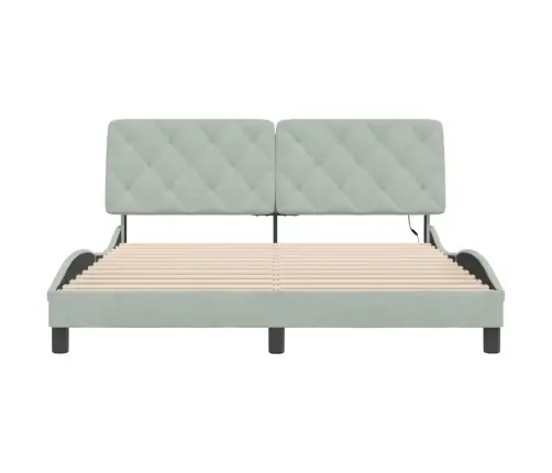 Gultas Rāmis Ar Led, Gaiši Pelēks Samts, 160X200 Cm Vidaxl