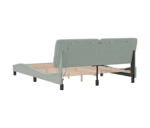 Gultas Rāmis Ar Led, Gaiši Pelēks Samts, 160X200 Cm Vidaxl