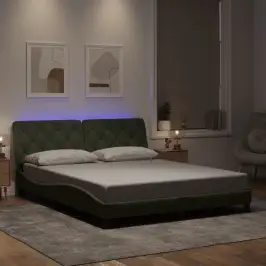 Gultas Rāmis Ar Led Bez Matrača, Gaiši Pelēks Samts, 160X200 Cm Vidaxl Gultas Rāmis Ar Led Bez Matrača, Gaiši Pelēks Samts, 160X200 Cm Vidaxl