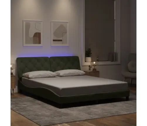 Gultas Rāmis Ar Led, Gaiši Pelēks Samts, 160X200 Cm Vidaxl