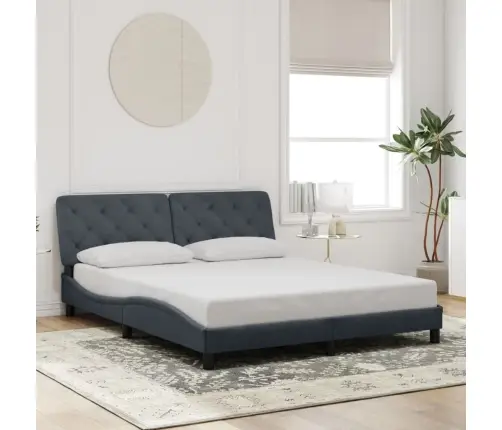 Gultas Rāmis Ar Led, Tumši Pelēks Samts, 160X200 Cm Vidaxl