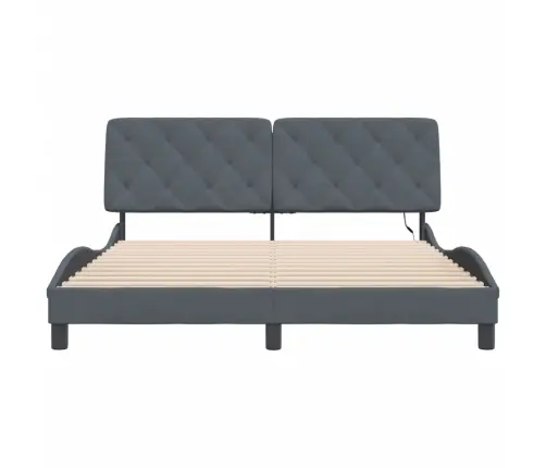 Gultas Rāmis Ar Led, Tumši Pelēks Samts, 160X200 Cm Vidaxl