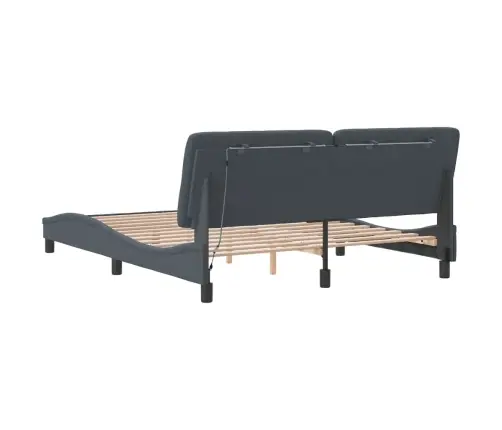 Gultas Rāmis Ar Led, Tumši Pelēks Samts, 160X200 Cm Vidaxl