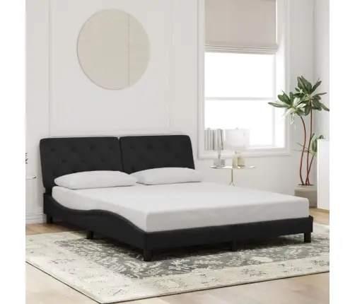 Gultas Rāmis Ar Led, Melns, 160X200 Cm, Samts Vidaxl