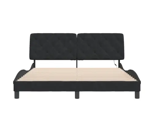 Gultas Rāmis Ar Led, Melns, 160X200 Cm, Samts Vidaxl