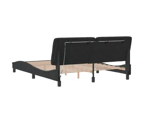 Gultas Rāmis Ar Led, Melns, 160X200 Cm, Samts Vidaxl