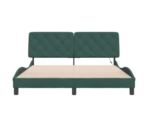 Gultas Rāmis Ar Led, Tumši Zaļš Samts, 160X200 Cm Vidaxl