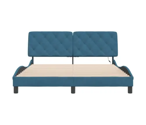 Voodiraam Led-Iga Ilma Madratsita, Sinine, 160 X 200 cm Samet