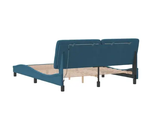 Voodiraam Led-Iga Ilma Madratsita, Sinine, 160 X 200 cm Samet