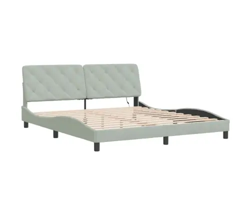 Lovos Rėmas Su Led Be Čiužinio, Šviesiai Pilkos Spalvos, 180X200cm Aksomas