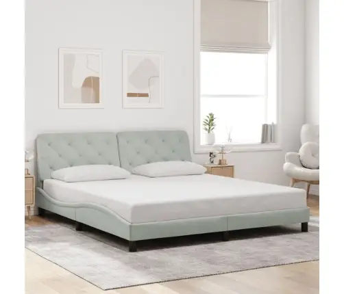 Lovos Rėmas Su Led Be Čiužinio, Šviesiai Pilkos Spalvos, 180X200cm Aksomas