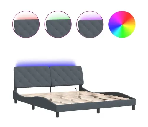 Voodiraam Led-Iga Ilma Madratsita, Tumehall, 180X200 cm Samet