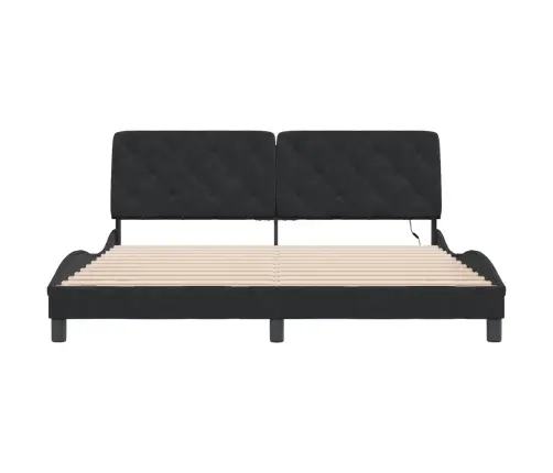 Gultas Rāmis Ar Led, Melns, 180X200 Cm, Samts Vidaxl