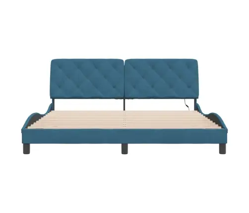 Voodiraam Led-Iga Ilma Madratsita, Sinine, 180X200 cm Samet