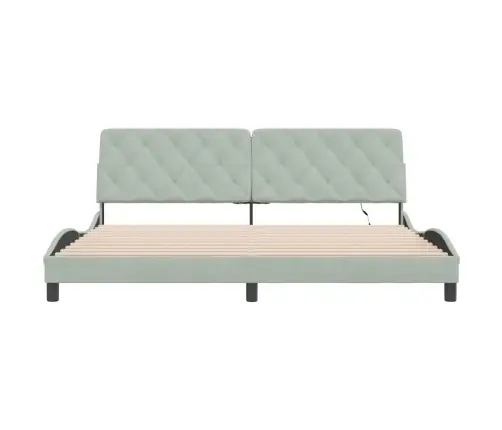 Voodiraam Led-Iga Ilma Madratsita, Helehall, 200X200 cm Samet