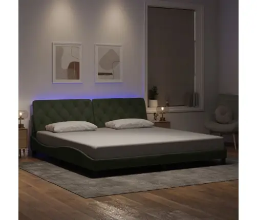 Voodiraam Led-Iga Ilma Madratsita, Helehall, 200X200 cm Samet