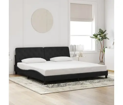 Gultas Rāmis Ar Led, Melns, 200X200 Cm, Samts Vidaxl