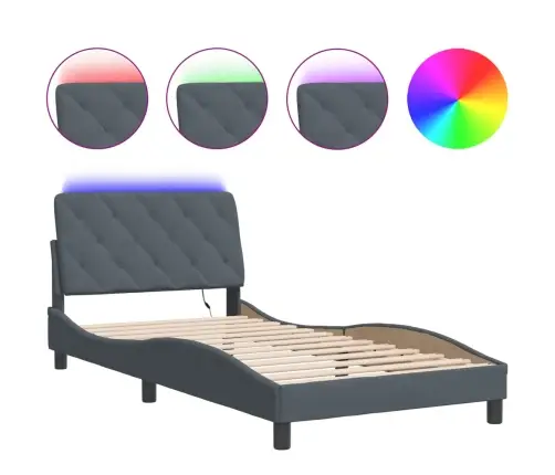 Lovos Rėmas Su Led Be Čiužinio, Tamsiai Pilkas, 100X203cm Aksomas