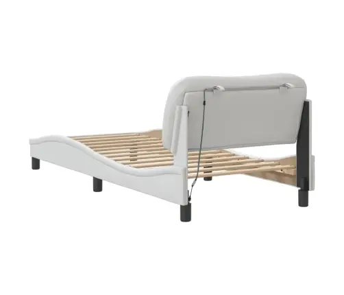 Gultas Rāmis Ar Led, Balts, 80X200 Cm, Mākslīgā Āda Vidaxl