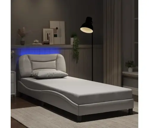 Gultas Rāmis Ar Led, Balts, 80X200 Cm, Mākslīgā Āda Vidaxl