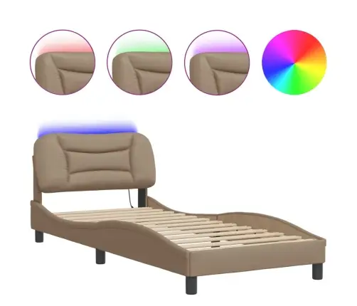 Gultas Rāmis Ar Led, Kapučīno, 80X200 Cm, Mākslīgā Āda Vidaxl