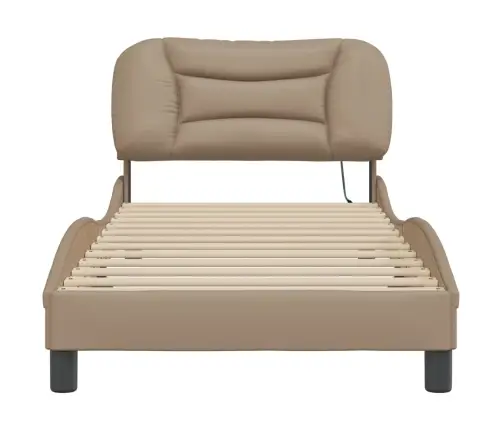 Gultas Rāmis Ar Led, Kapučīno, 80X200 Cm, Mākslīgā Āda Vidaxl