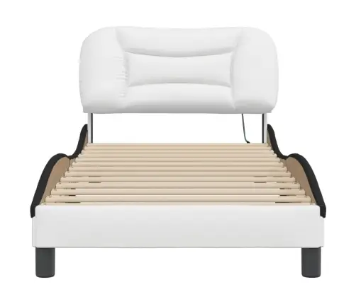 Gultas Rāmis Ar Led, Balts Un Melns, 80X200 Cm, Mākslīgā Āda Vidaxl