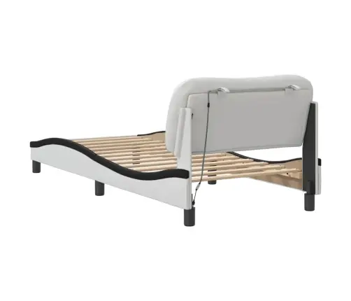 Gultas Rāmis Ar Led, Balts Un Melns, 80X200 Cm, Mākslīgā Āda Vidaxl