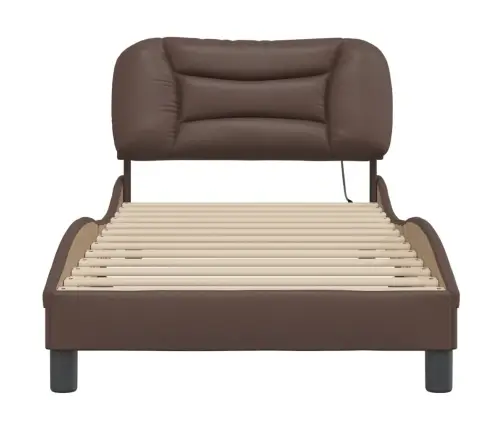 Gultas Rāmis Ar Led, Brūns, 90X190 Cm, Mākslīgā Āda Vidaxl