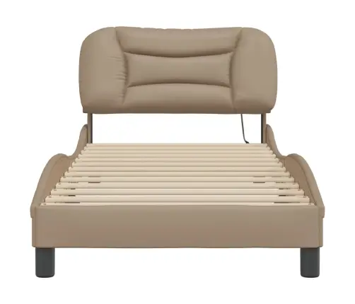 Gultas Rāmis Ar Led, Kapučīno, 90X190 Cm, Mākslīgā Āda Vidaxl