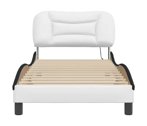 Gultas Rāmis Ar Led, Balts Un Melns, 90X190 Cm, Mākslīgā Āda Vidaxl