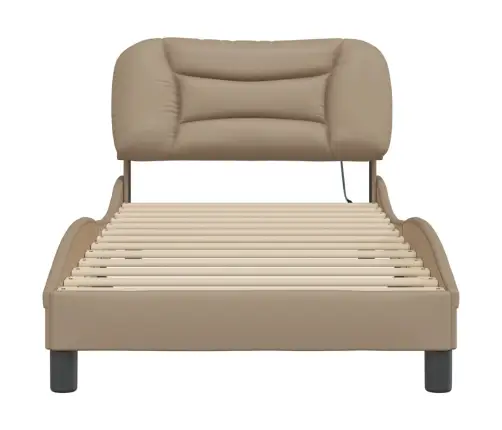 Gultas Rāmis Ar Led, Kapučīno, 90X200 Cm, Mākslīgā Āda Vidaxl