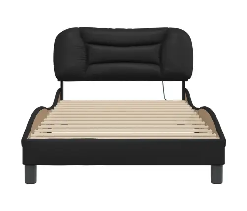 Gultas Rāmis Ar Led, Melns, 100X200 Cm, Mākslīgā Āda Vidaxl