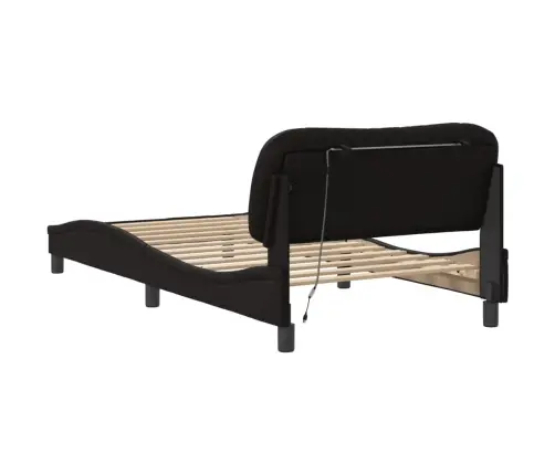 Gultas Rāmis Ar Led, Melns, 100X200 Cm, Mākslīgā Āda Vidaxl