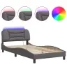 Gultas Rāmis Ar Led, Pelēks, 100X200 Cm, Mākslīgā Āda Vidaxl