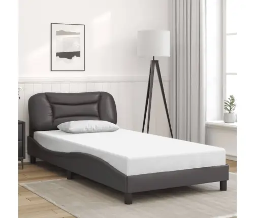 Gultas Rāmis Ar Led, Pelēks, 100X200 Cm, Mākslīgā Āda Vidaxl