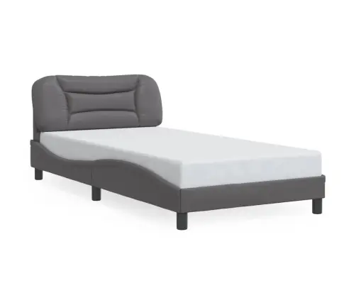 Gultas Rāmis Ar Led, Pelēks, 100X200 Cm, Mākslīgā Āda Vidaxl