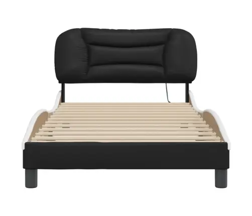 Gultas Rāmis Ar Led, Melns Un Balts, 100X200 Cm, Mākslīgā Āda Vidaxl