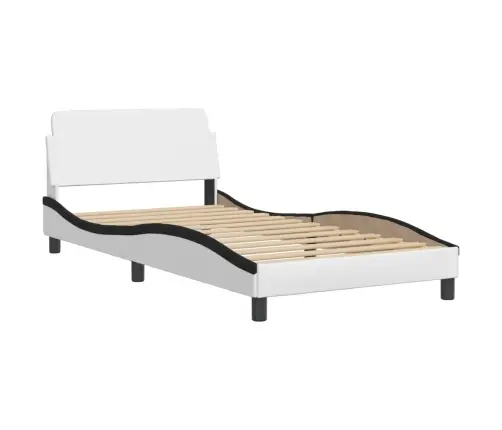 Gultas Rāmis Ar Led, Balts Un Melns, 100X200 Cm, Mākslīgā Āda Vidaxl