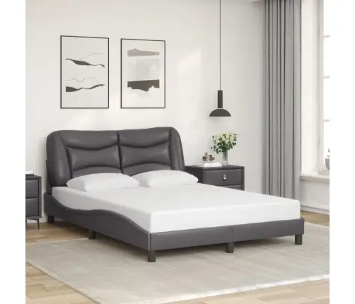 Gultas Rāmis Ar Led, Pelēks, 120X200 Cm, Mākslīgā Āda Vidaxl