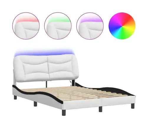 Lovos Rėmas Su Led Be Čiužinio, Hvar, Baltas Ir Juodas, 120X200Cm