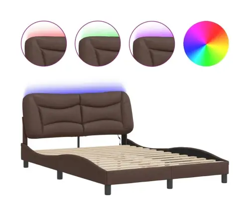 Lovos Rėmas Su Led Be Čiužinio, Hvar, Rudos Spalvos, 140X190Cm