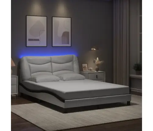 Lovos Rėmas Su Led Be Čiužinio, Hvar, Baltas Ir Juodas, 140X200Cm
